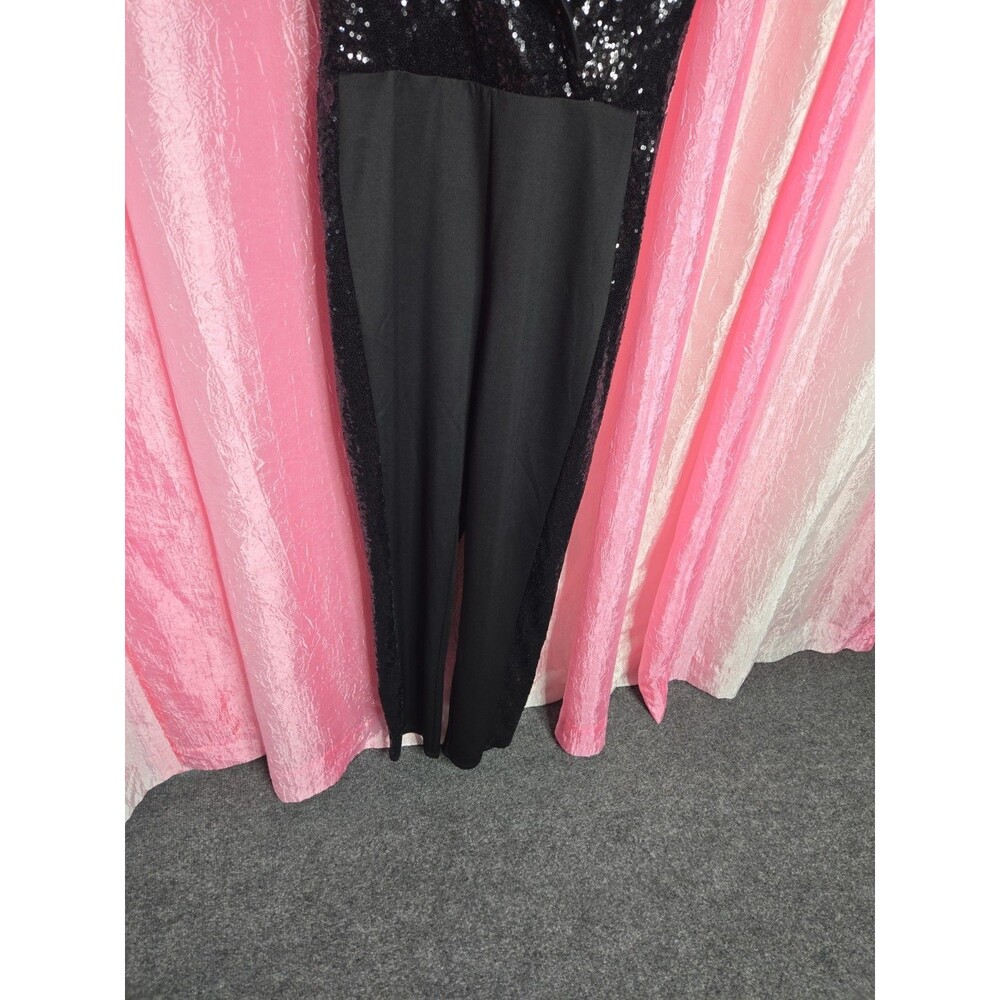 Venus Black Sequin Dressy Stretch Cocktail Jumpsuit Size Small - Picture 6 of 16